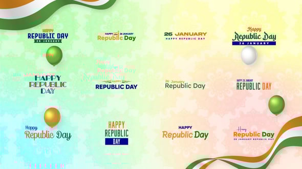 Animated title for Indian Republic Day with patriotic colors and dynamic motion effects