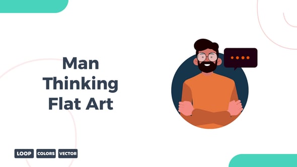 Flat art animation of a man thinking with smooth and simple motion graphics