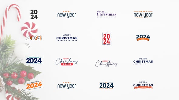 Animated 2024 New Year title with festive colors and dynamic motion effects