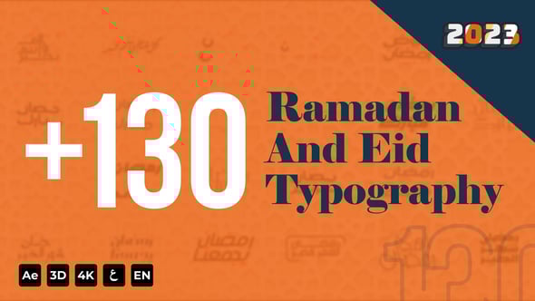 Collection of 130 typography titles for Eid and Ramadan with elegant and festive designs