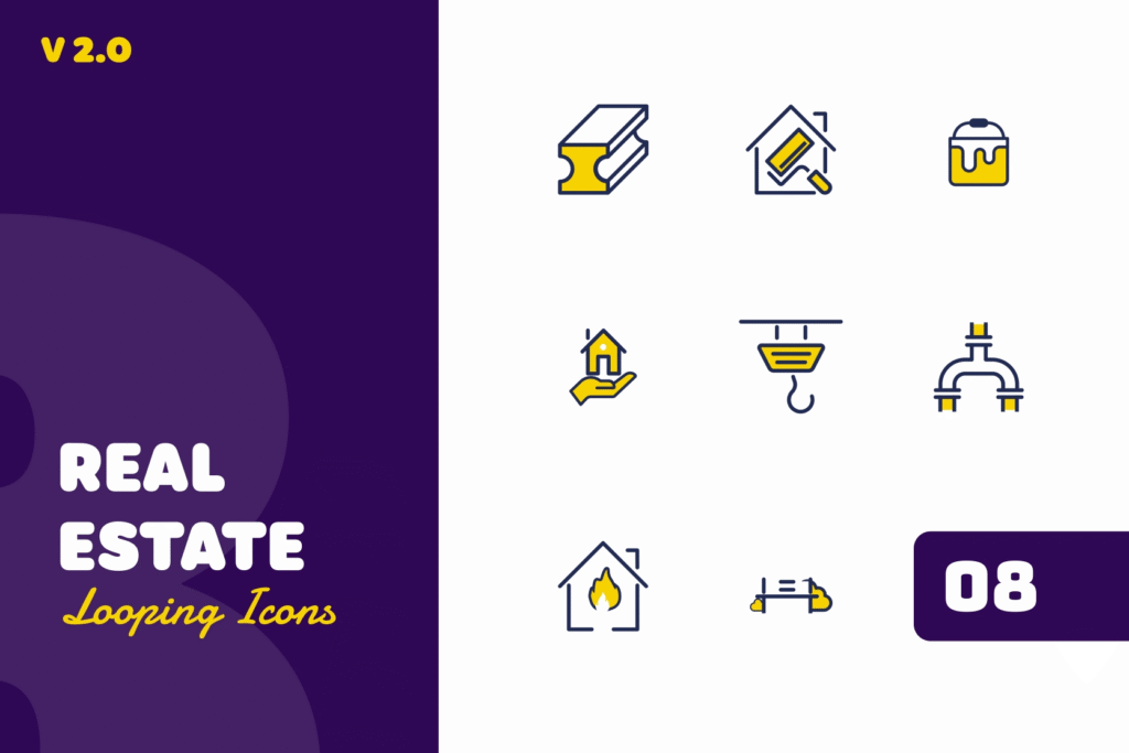 Real Estate Looping Icons | Animated Property & Housing Symbols