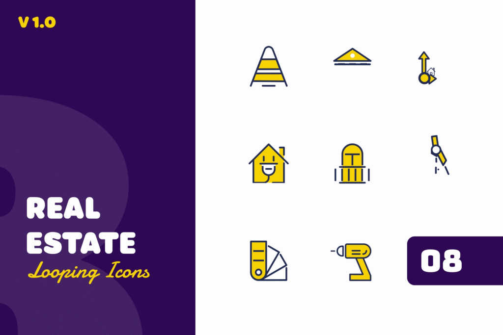 Real Estate Looping Icons | Animated Property & Housing Symbols