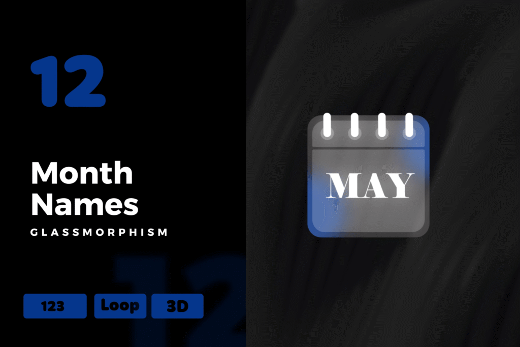 Month Calendar Animations with Glassmorphism Effect | Modern UI Design