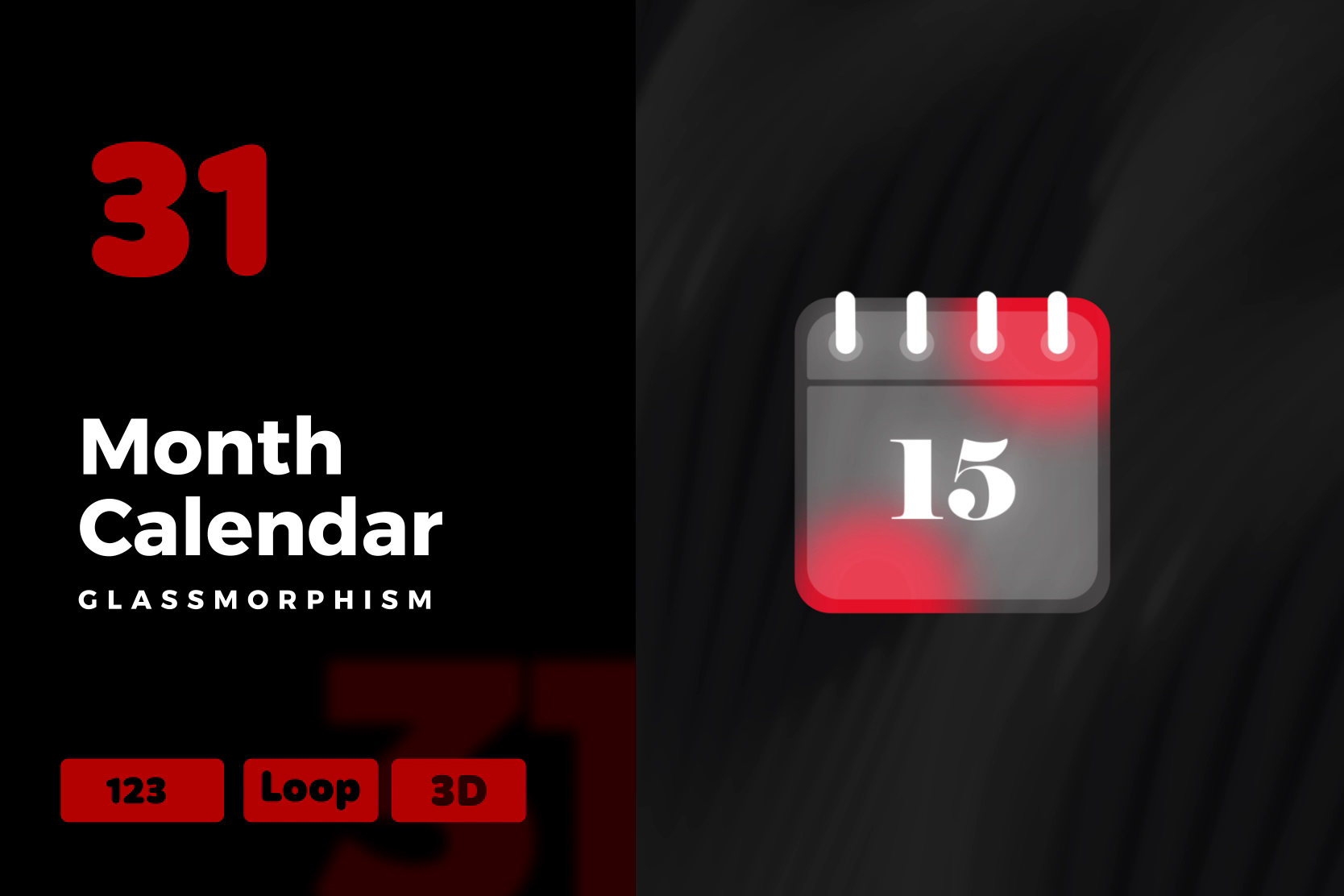 Month Calendar Animations with Glassmorphism Effect | Modern UI Design
