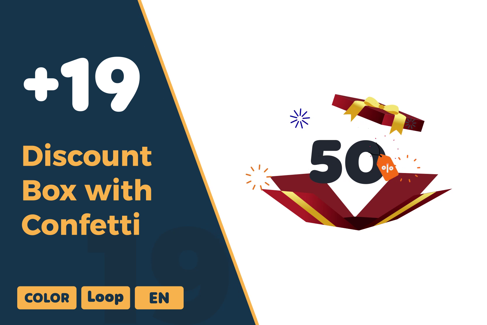 Discount Box Animations with Confetti | Celebration & Savings