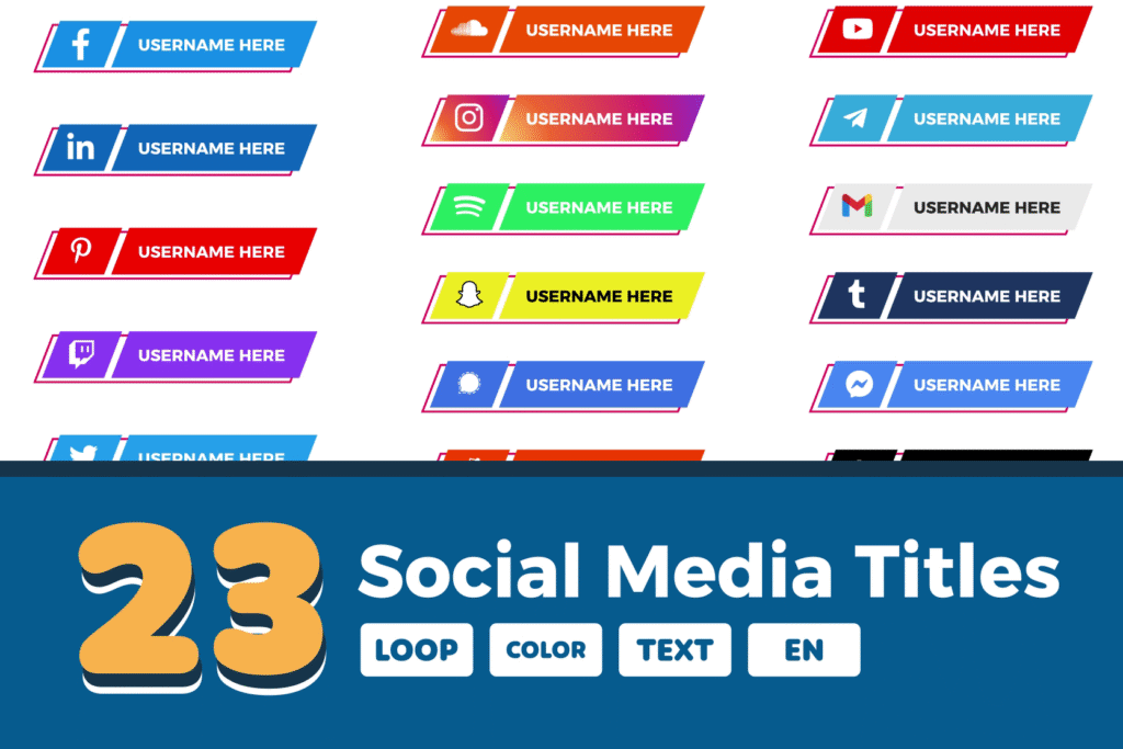3D Lower Third Social Media Titles | Dynamic Video Overlays