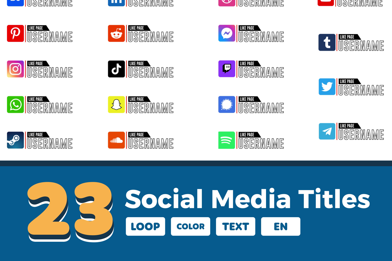 3D Lower Third Social Media Titles | Dynamic Video Overlays