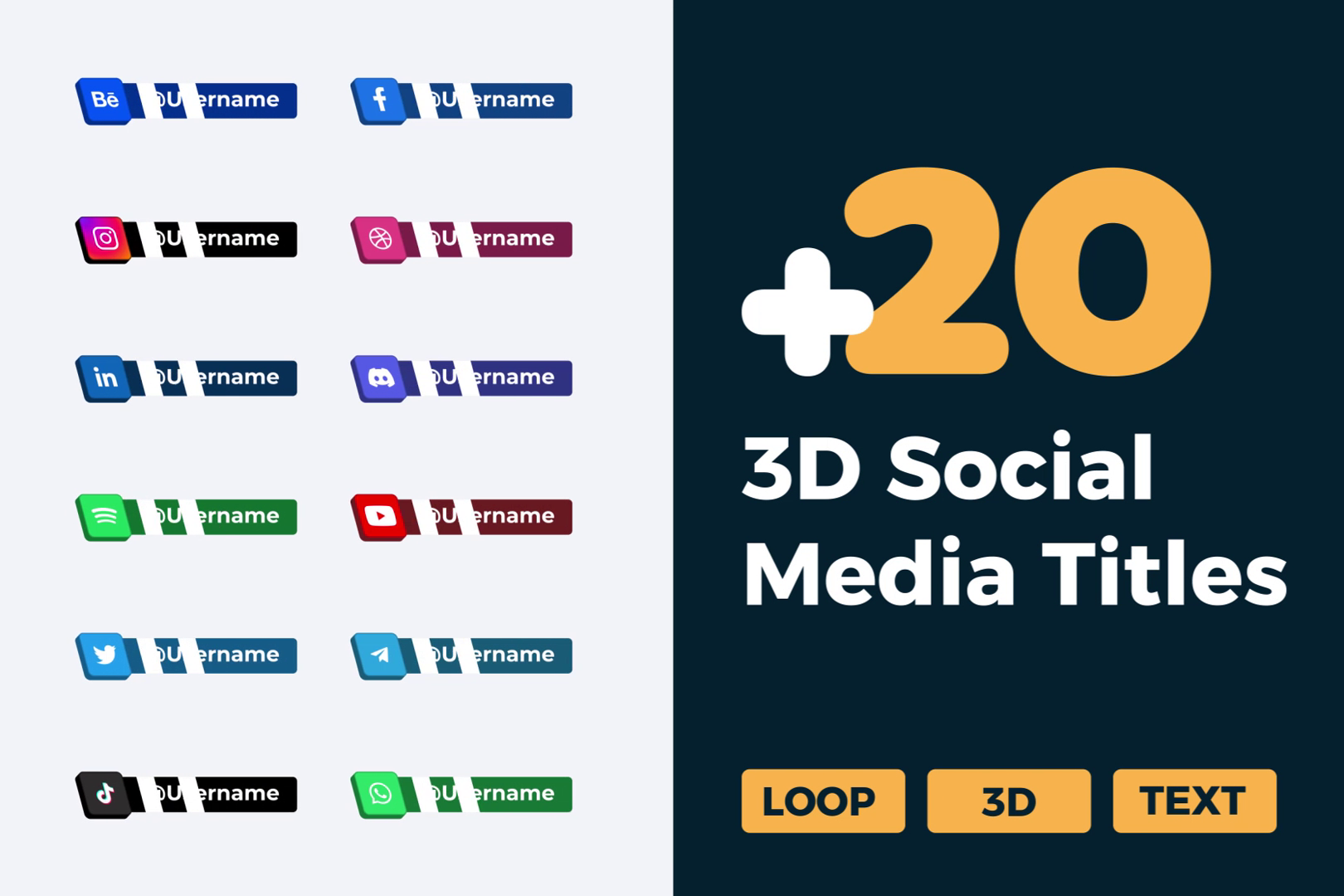 3D Lower Third Social Media Titles | Dynamic Video Overlays