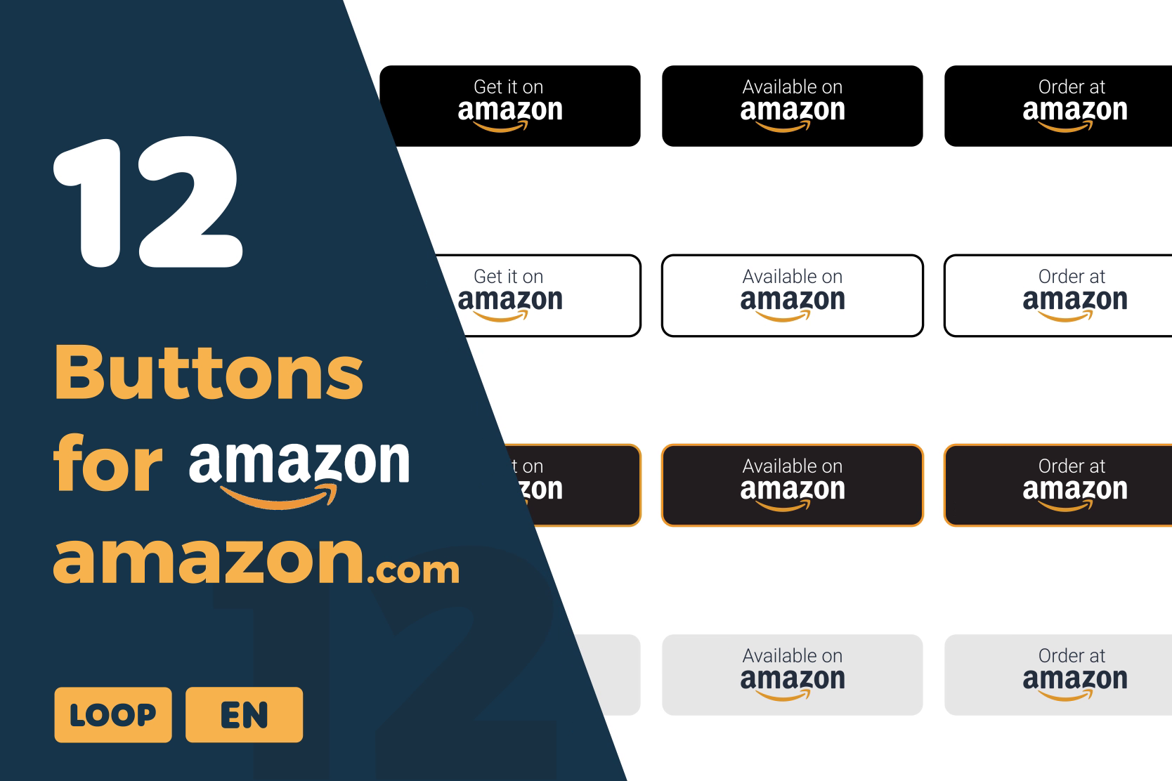 Available Now & Download Buttons Animations | Microsoft, Apple, Google Play & Amazon Banners