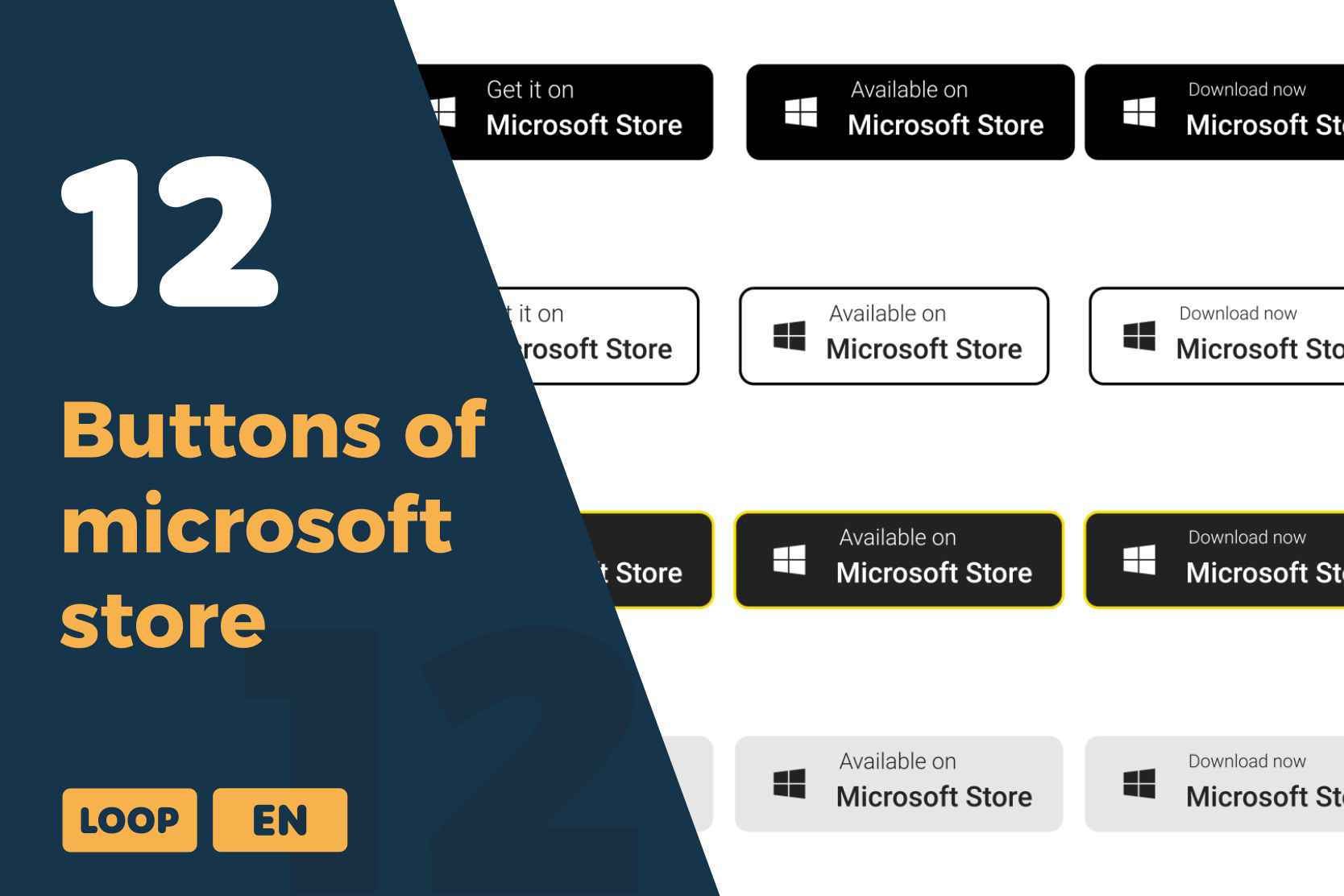 Available Now & Download Buttons Animations | Microsoft Store Banners
