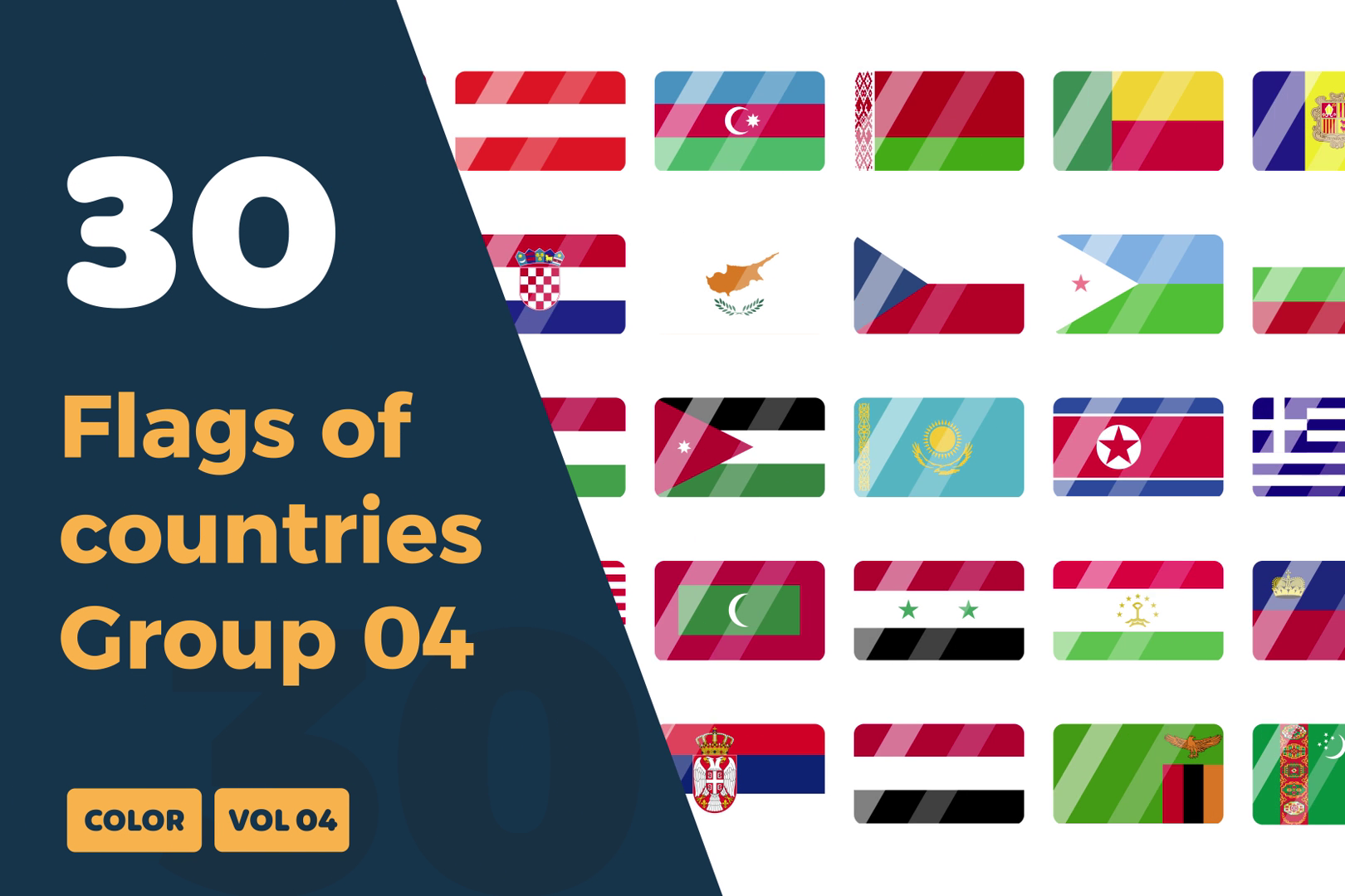 World Wide Flags Icon Animations – Group 04 | Animated Global Symbols