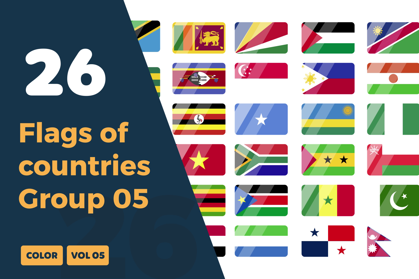 World Wide Flags Icon Animations – Group 05 | Animated Global Symbols