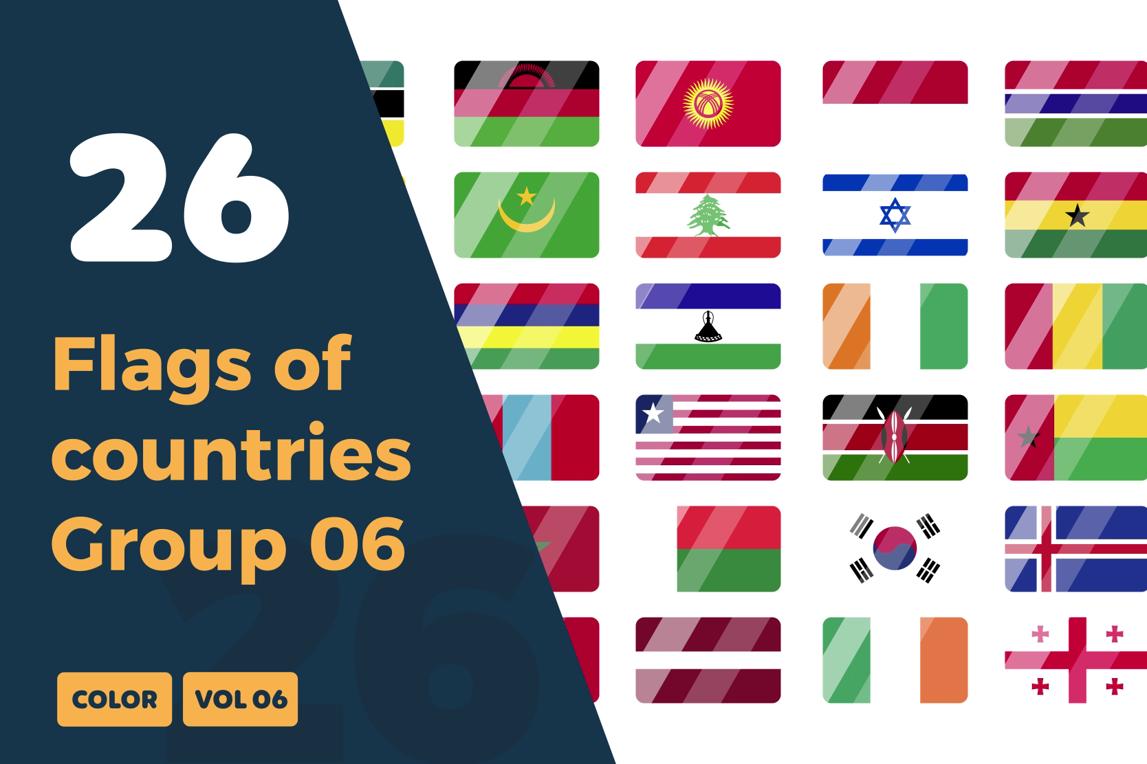 World Wide Flags Icon Animations – Group 06 | Animated Global Symbols