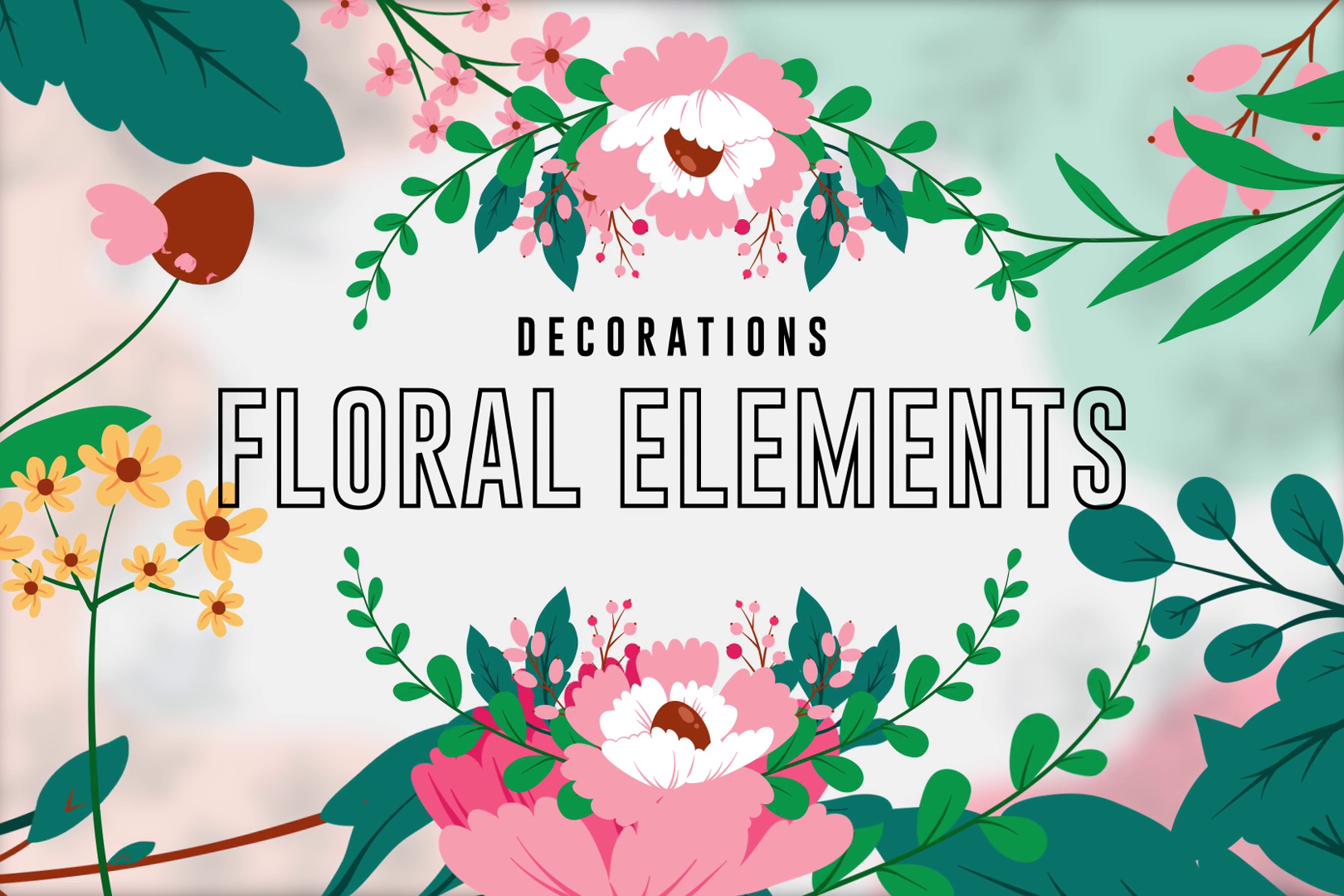 Decoration Floral Elements and Flowers | Elegant Animated Botanical Designs