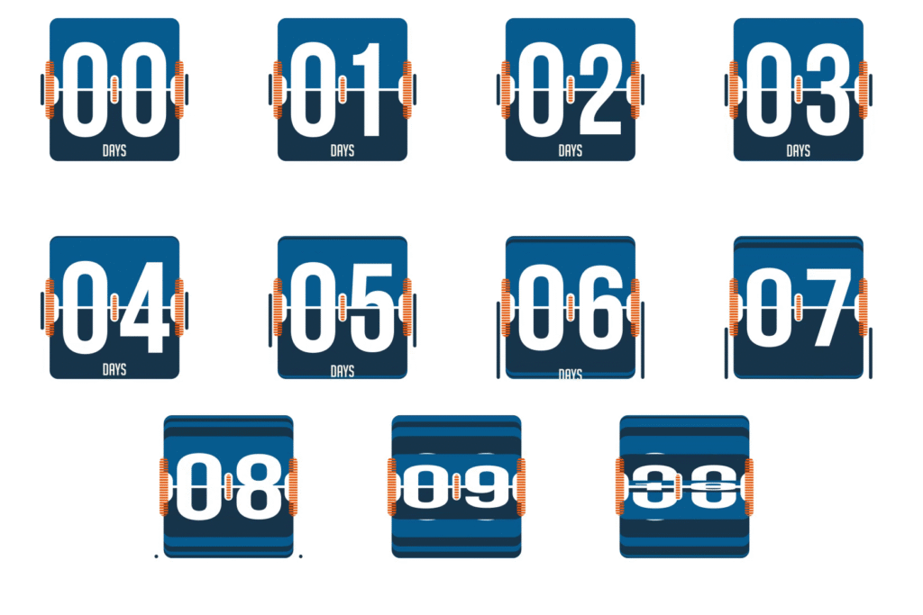 Board Numbers Flip Calendar Animated Icon Pack | Dynamic Date Flip Animations