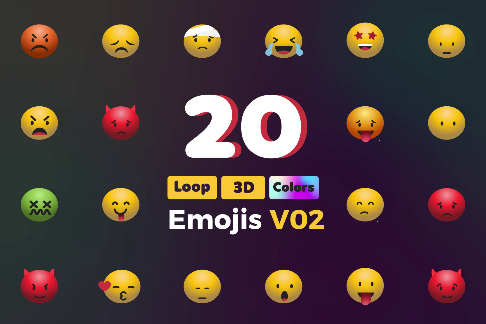 3D Emojis Animations – Version 02 | Fun & Expressive Emoji Loops