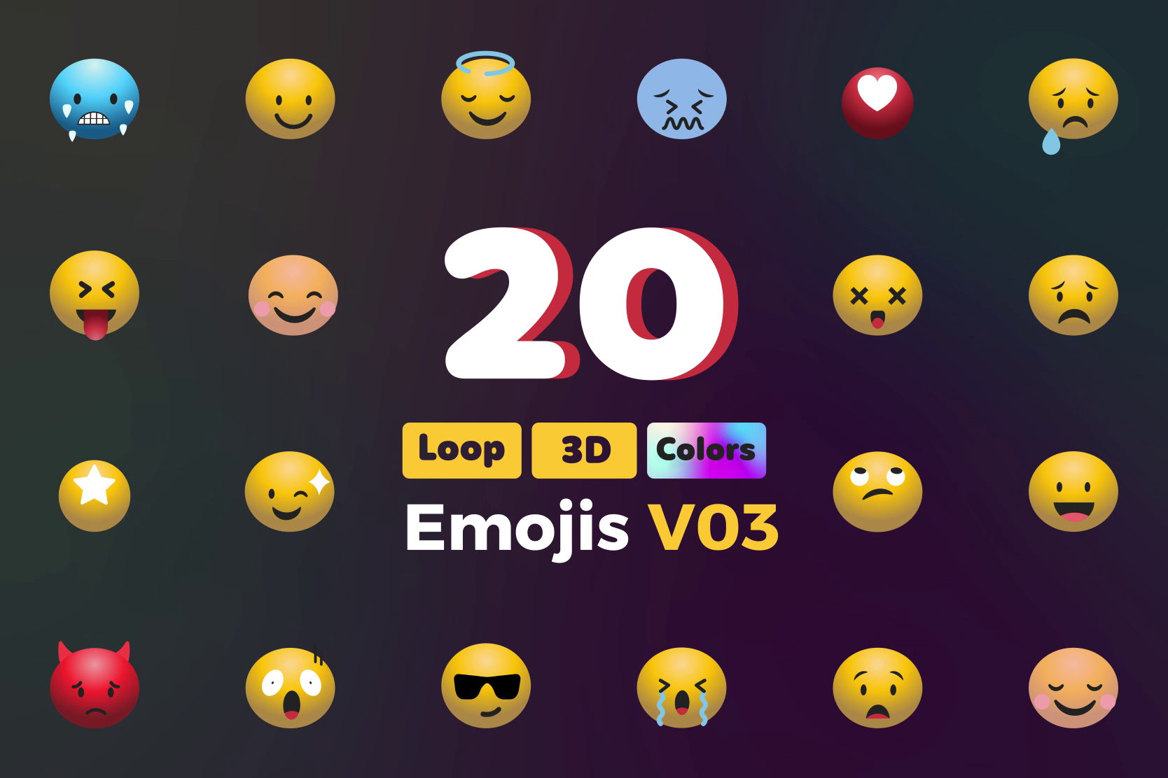 3D Emojis Animations – Version 03 | Fun & Expressive Emoji Loops